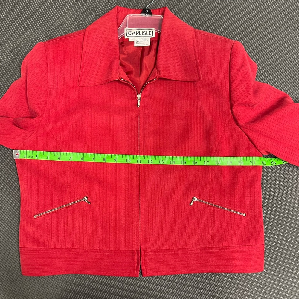 Carlisle brand soft red cropped front zipper jacket. - Picture 10 of 13